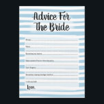 Hinweis für das Brautduschenspiel Blau Weiß<br><div class="desc">Blauer und weißer Bridal Advice Spiel für die Braut zu sein. Handgezeichnete weiße horizontale Streifen.</div>