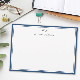 Hinweis für Mit Monogramm blaue Magensonde Mitteilungskarte