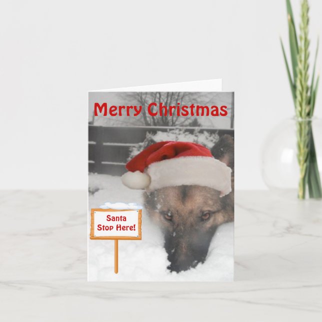Hinweis Karte Deutscher Schäferhund Santa Stopp Hi (Vorderseite)