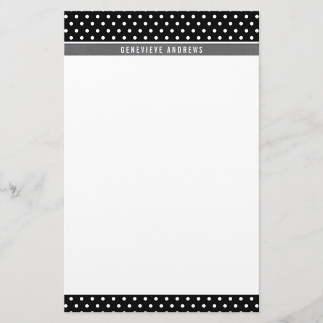 HINWEIS PAPER Minipolka Punktmuster Schwarz-weiß g Briefpapier (Vorderseite)