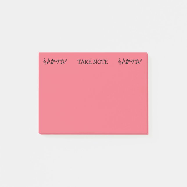 Hinweis Rote Musiknoten Post-it Klebezettel (Vorderseite)