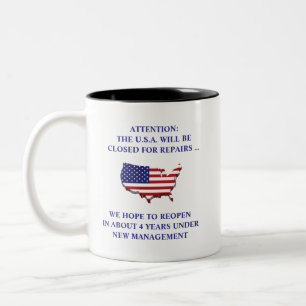HINWEIS: U.S.A. GESCHLOSSEN FÜR REPARATUREN ZWEITE ZWEIFARBIGE TASSE