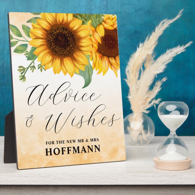 Hinweis und Wünsche Sonnenblumenschild Tabletop Pl Fotoplatte (Seite)