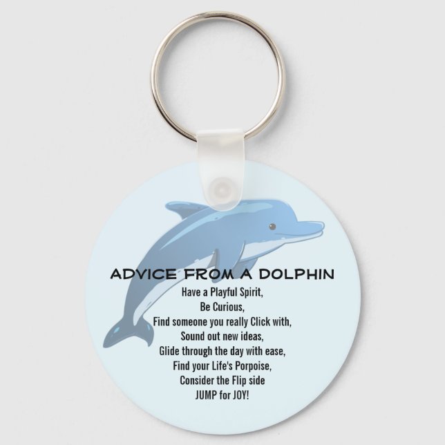 Hinweis von einem Dolphin Button Schlüsselanhänger (Vorderseite)