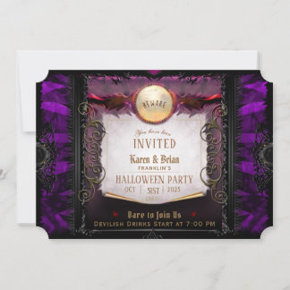 Hinweis zum lila und schwarzen eleganten Halloween Einladung
