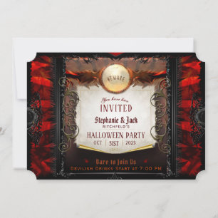 Hinweis zum roten und schwarzen eleganten Hallowee Einladung