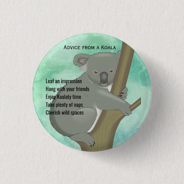 Hinweise aus einem Koala-Design-Button Button (Vorderseite)