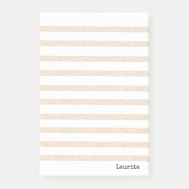 Hinweise Beige und Weiße Streifen Post-it Klebezettel (Vorderseite)