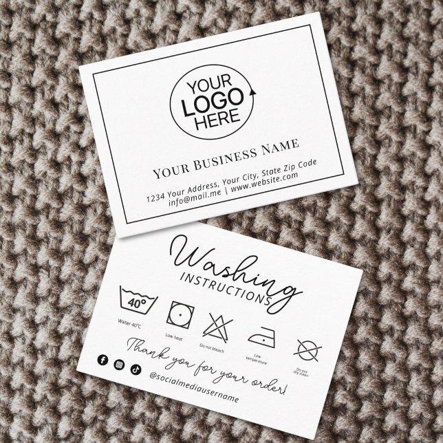 Hinweise für die Logo-Kleidung Visitenkarte (Logo Clothing Washing Instructions Product Inserts)