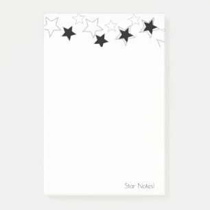 Hinweise Schwarz-Weiß-Stars Post-it Klebezettel