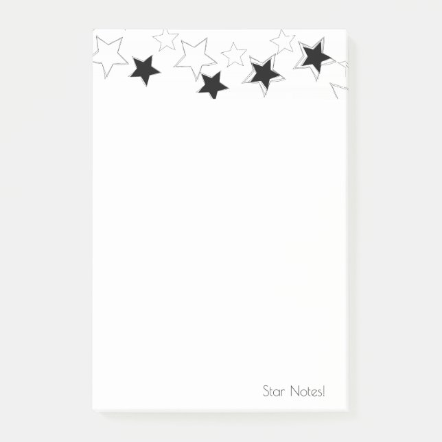 Hinweise Schwarz-Weiß-Stars Post-it Klebezettel (Vorderseite)