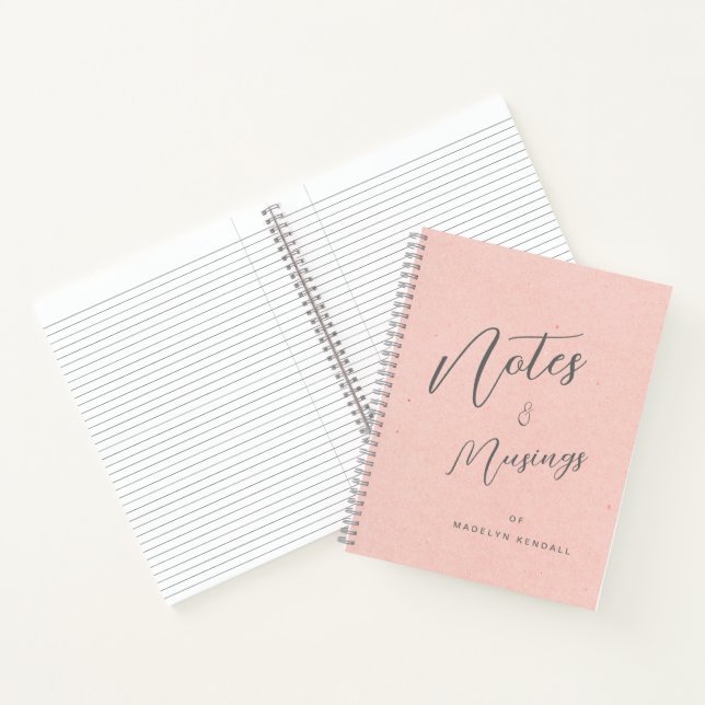 Hinweise und Muskelzettel für Monogramm Peach Pink Notizbuch (Innenseite)
