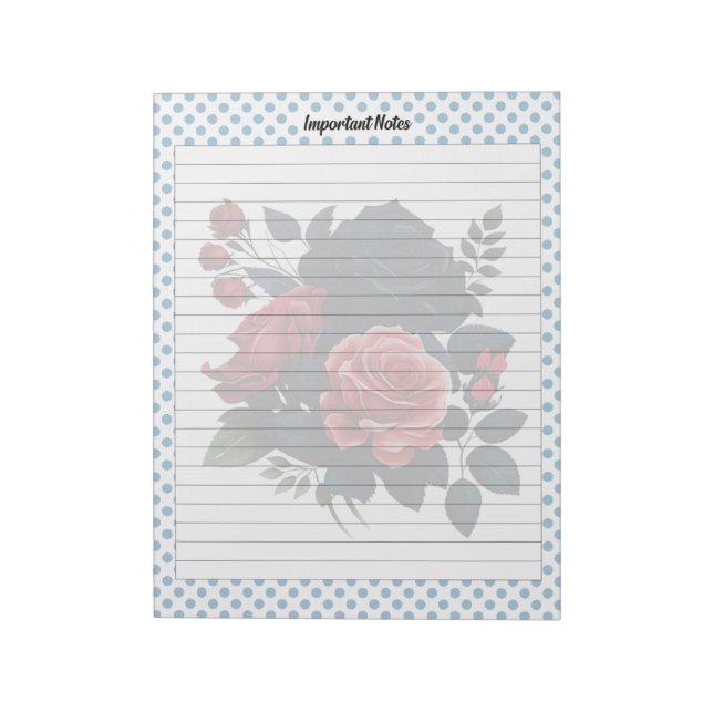 Hinweise zu rosa und blauen Rose Notizblock (Rotiert)
