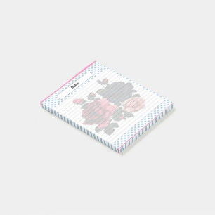 Hinweise zu rosa und blauen Rose Post-it Klebezettel