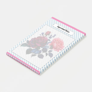 Hinweise zu rosa und blauen Rose Post-it Klebezettel