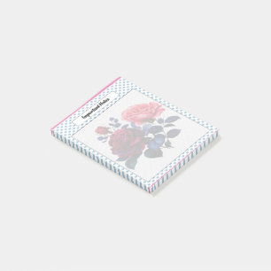 Hinweise zu rosa und blauen Rose Post-it Klebezettel