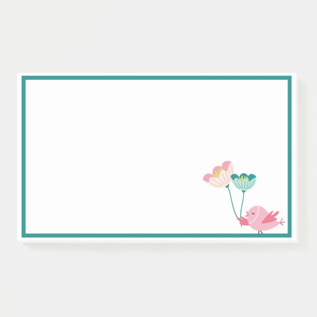 Hinweise zu Vögeln und Blume Post-it Klebezettel (Vorderseite)
