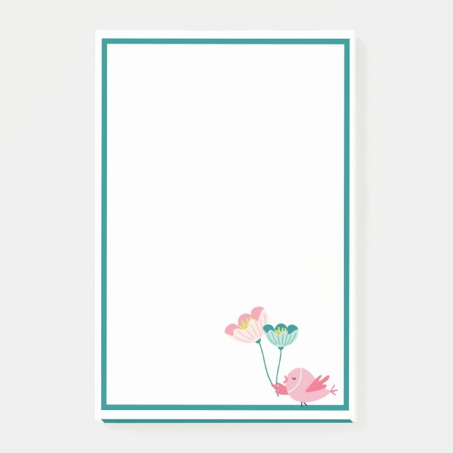 Hinweise zu Vögeln und Blume Post-it Klebezettel (Vorderseite)
