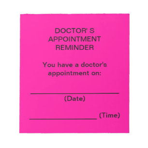 Hinweise zur Erinnerung des Arztes (hellrosa) Notizblock
