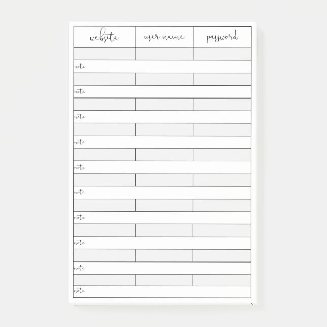 Hinweise zur Erinnerung von Kennwörtern Post-it Klebezettel (Vorderseite)