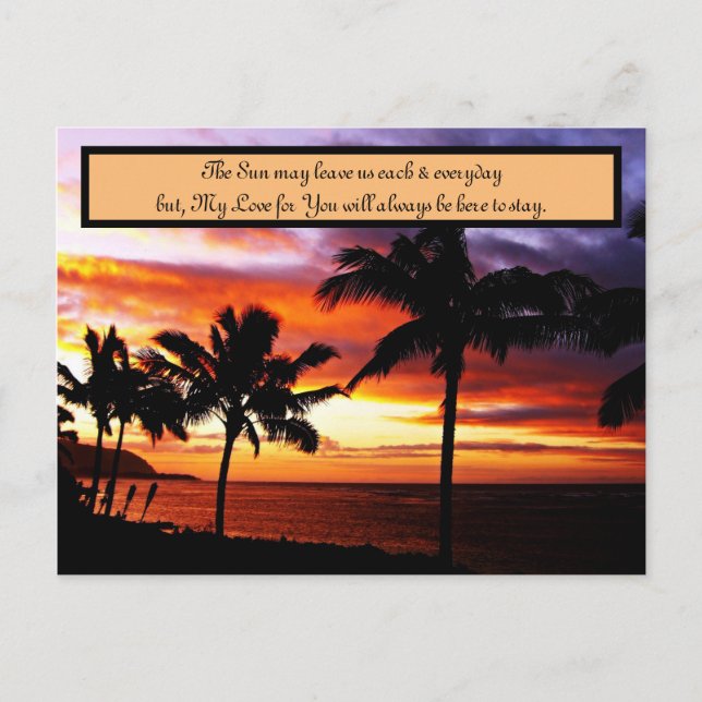 Hinweise zur Sonnenuntergang-Liebe Postkarte (Vorderseite)