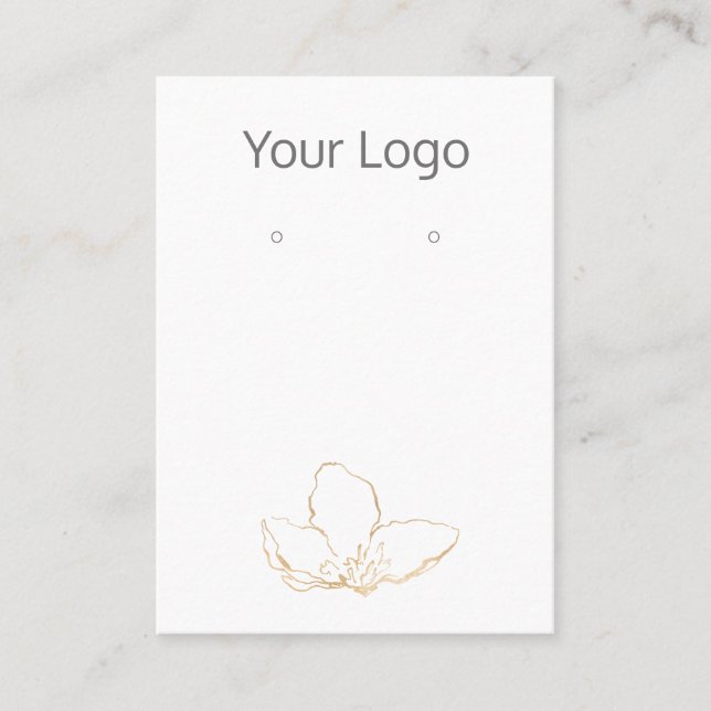 Hinzufügen der Gold Floral Earring-Grafikkarte für Visitenkarte (Vorderseite)