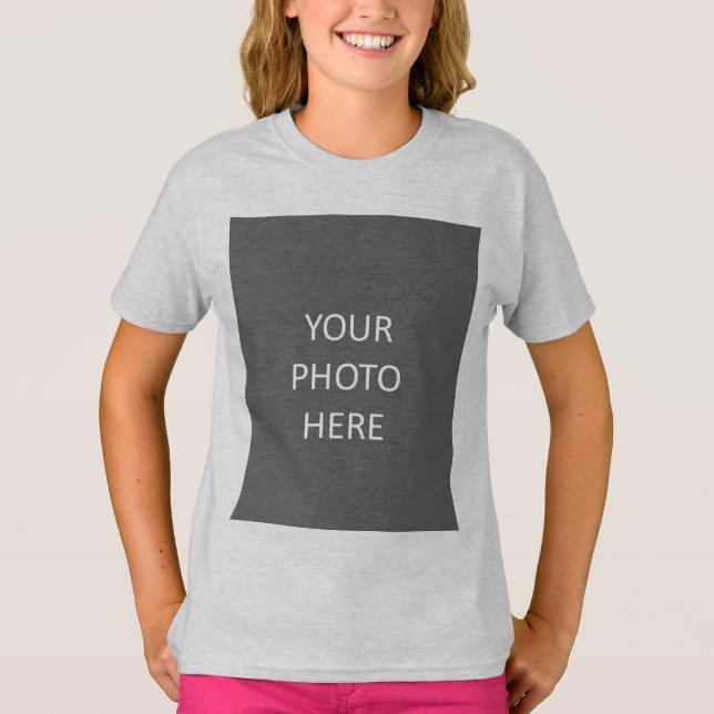 Hinzufügen des Foto Bild-Logo-Ash-Grau T-Shirt (Vorderseite)