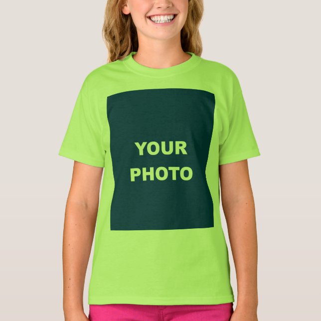 Hinzufügen des Foto-Bildlogos in der Farbe Grün T-Shirt (Vorderseite)