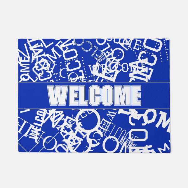 Hinzufügen einer Textsammlung in Blau und Weiß Fußmatte (Vorderseite)