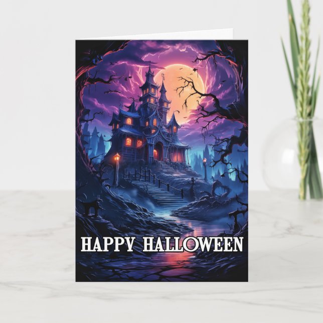 Hinzufügen eines glücklichen Halloween-Textes Karte (Vorderseite)