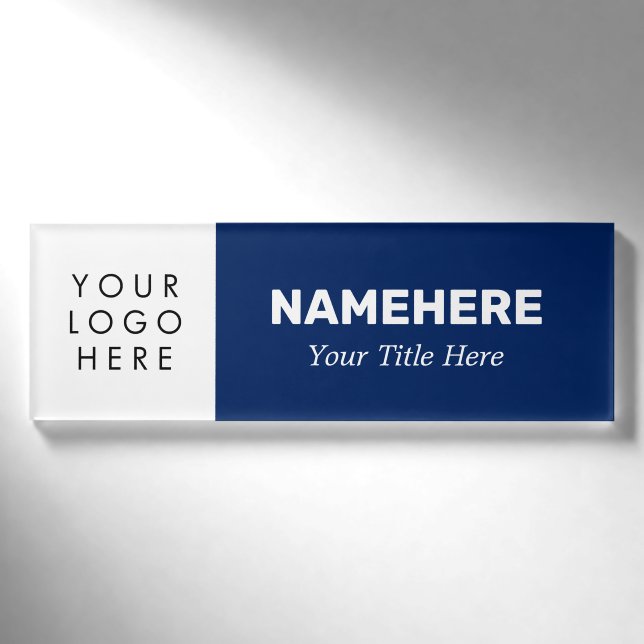 Hinzufügen eines Logos mit moderner Navy einfach Namenschild (Vorderseite)