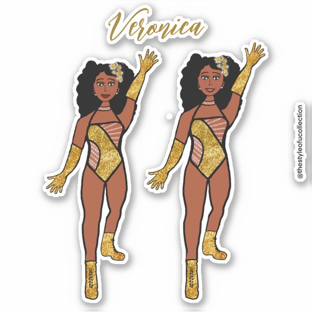 Hinzufügen eines Namens-Tänzerstickers Gold & Diam Aufkleber (Vorderseite)