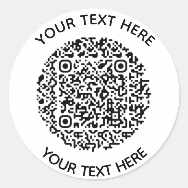 Hinzufügen eines QR-Code-Textscans Minimal Runder Aufkleber (Vorderseite)