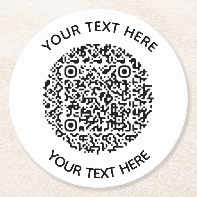 Hinzufügen eines QR-Code-Textscans Minimal Runder Pappuntersetzer (Vorderseite)
