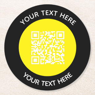 Hinzufügen eines QR-Code-Textscans Minimal Runder Pappuntersetzer