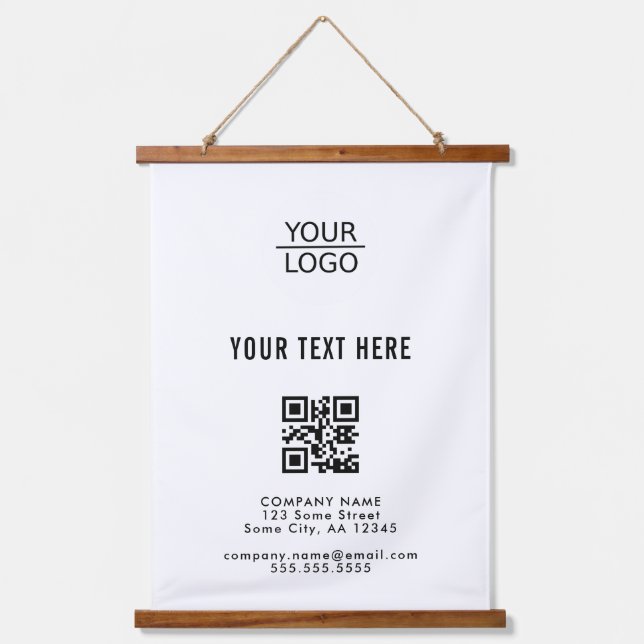 Hinzufügen Ihrer QR-Logo-Werbeaktion Wandteppich Mit Holzrahmen (Vorderseite)