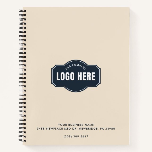 Hinzufügen Ihres Firmenlogos Elegante Minimalistis Notizbuch (Vorderseite)