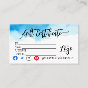 Hinzufügen IHRES LOGO-Geschenkgutschein-Marketings Visitenkarte
