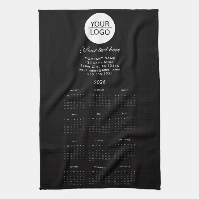 Hinzufügen Ihres Logos 2026 Calendar Company Werbe Geschirrtuch (Vertikal)