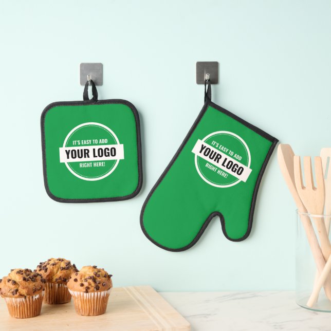 Hinzufügen Ihres Logos für kleine Unternehmen Ofenhandschuh & Topflappen-Set (Insitu (Hängend))