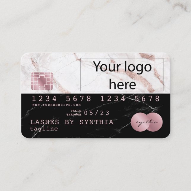 Hinzufügen Ihres Logos Kreditkarte Styled Rose Gol Visitenkarte (Vorderseite)