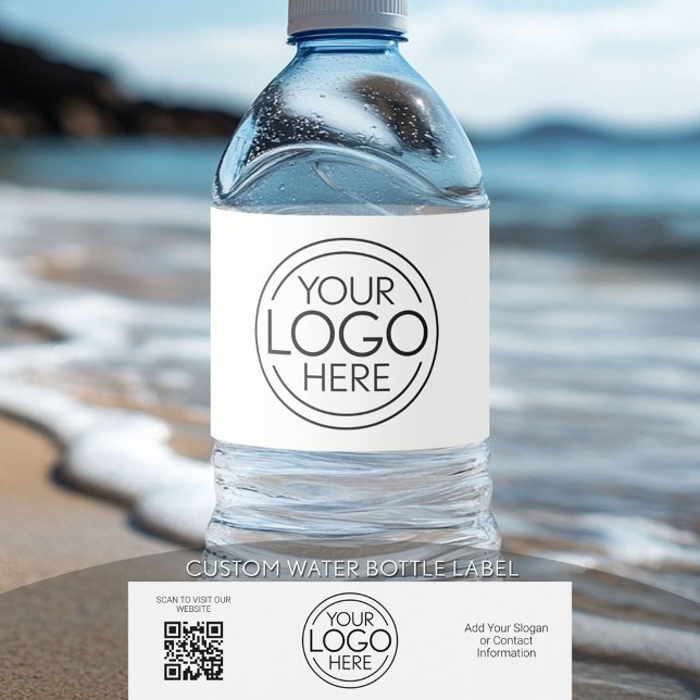 Hinzufügen Ihres Logos und QR-Codes - Moderner Min (Custom Logo - Water Bottle Label)