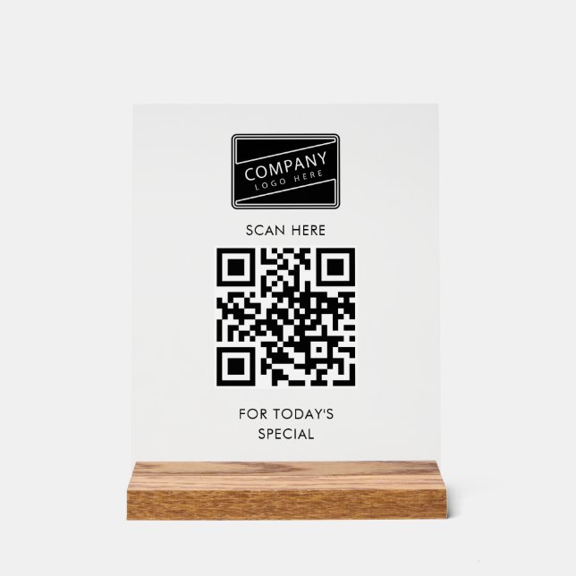 Hinzufügen Ihres QR-Codes und des Geschäftslogos Acrylschild (Vorderseite)