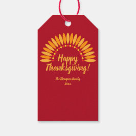 Hinzufügen Jahr glücklich Thanksgiving Yellows Red Geschenkanhänger