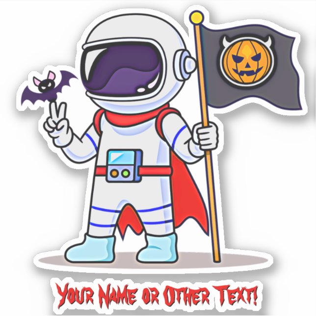 Hinzufügen Name Niedlich Astronauten Pumpkin-Flagg Aufkleber (Vorderseite)