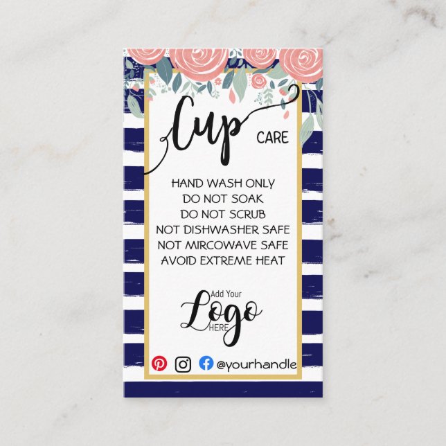 HINZUFÜGEN SIE IHR LOGO-Cup CARE CARDS-Vinyl-Gesch Visitenkarte (Vorderseite)