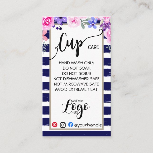 HINZUFÜGEN SIE IHR LOGO-Cup CARE CARDS-Vinyl-Gesch Visitenkarte (Vorderseite)