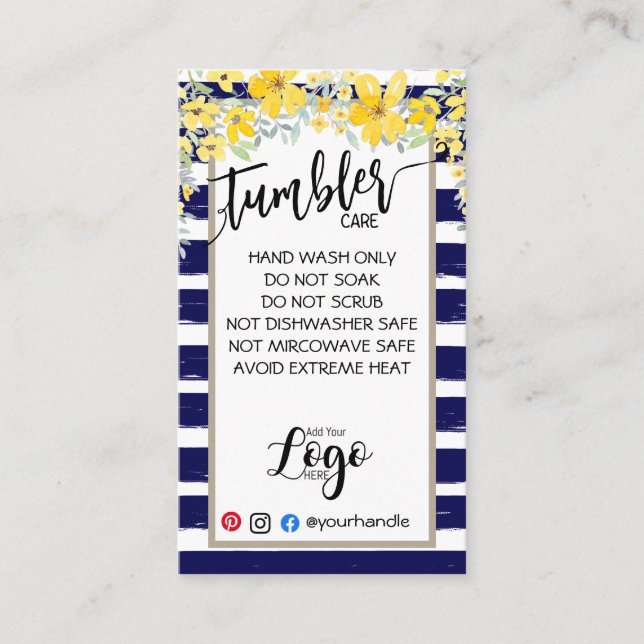 HINZUFÜGEN SIE IHR LOGO TUMBLER CARE CARDS-Vinyl-G Visitenkarte (Vorderseite)