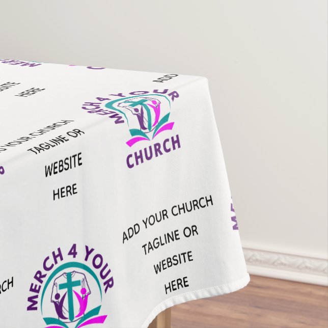 HINZUFÜGEN SIE IHRE LOGO Business Church Merchandi Tischdecke (Beispiel)