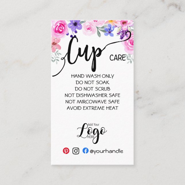 HINZUFÜGEN SIE IHRE LOGO Cup CARE Vinyl Business A Visitenkarte (Vorderseite)